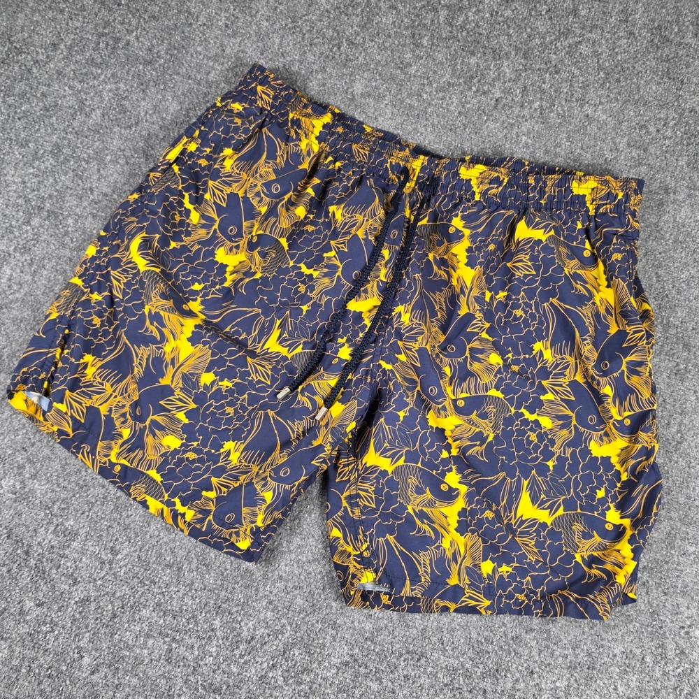 Vilebrequin Moorea Swim Trunks Mens 5XL Blue Yellow Fish MONC1B05 105